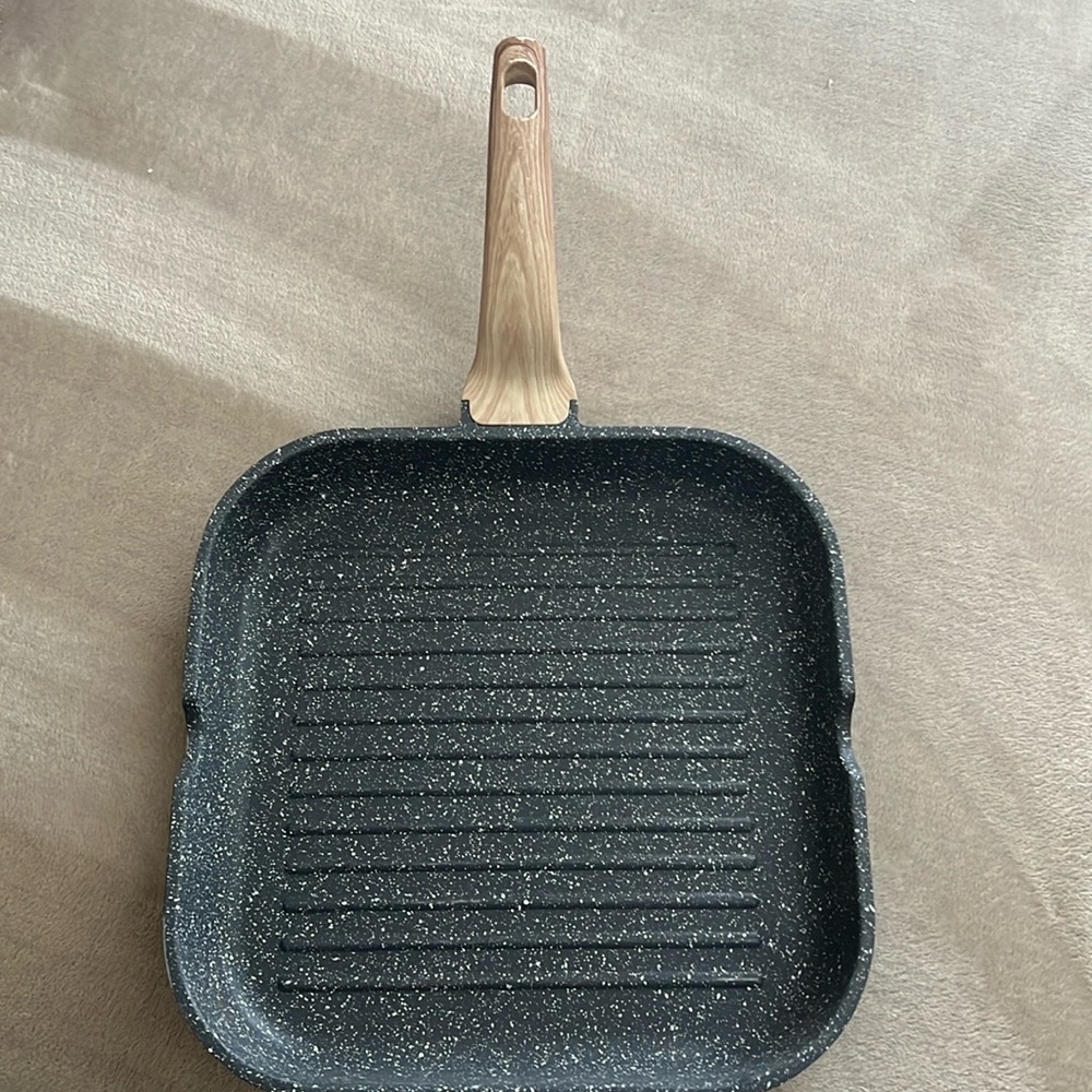 EUC Natural Elements Woodstone 12” Square Nonstick Cast Aluminum Griddle Pan